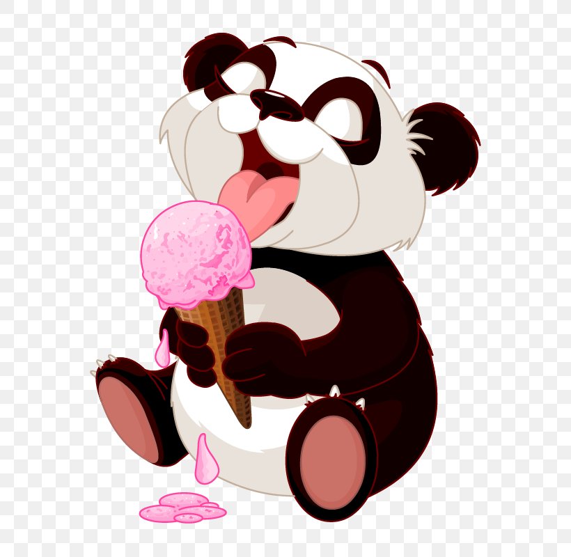 Giant Panda Ice Cream Eating, PNG, 800x800px, Watercolor, Cartoon, Flower, Frame, Heart Download Free