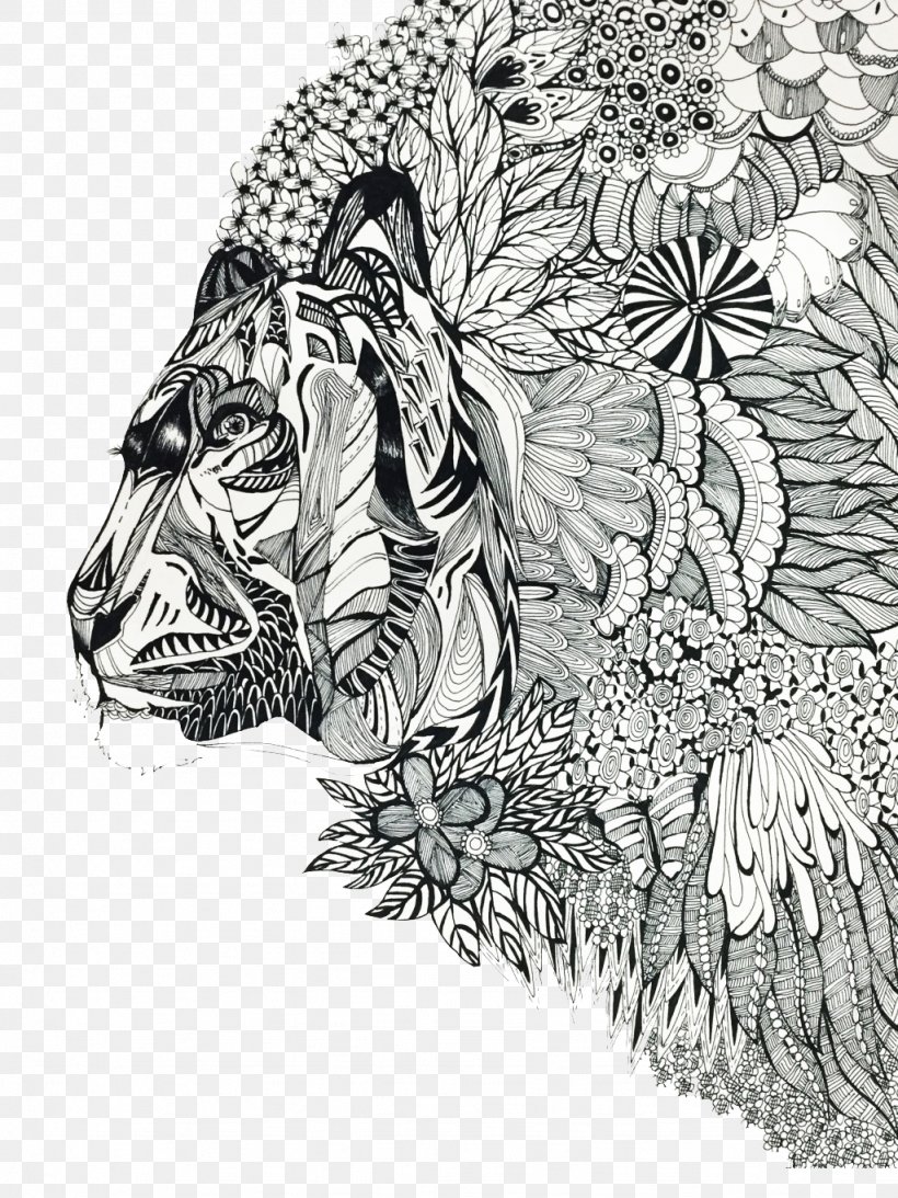 Tiger Lion Dog Illustration, PNG, 1024x1365px, Tiger, Animal, Art, Big Cats, Black And White Download Free