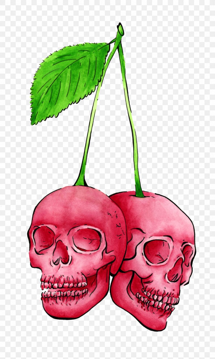 Pink Flower Cartoon, PNG, 989x1648px, Skull, Bone, Cherries, Flower, Head Download Free