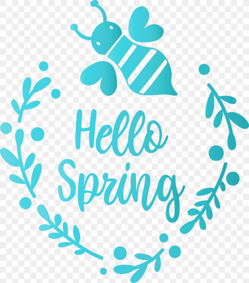 Aqua Turquoise Text Teal Font, PNG, 2633x3000px, Hello Spring, Aqua, Paint, Spring, Teal Download Free