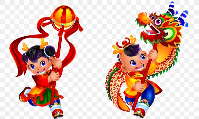 Chinese New Year Dragon Dance Lion Dance Chinese Dragon Illustration, PNG, 1000x600px, Chinese New Year, Art, Chinese Dragon, Clown, Dance Download Free
