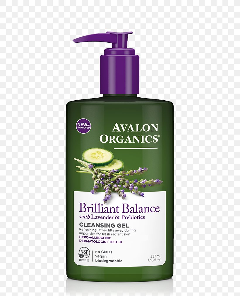 Cleanser Avalon Organics Lavender Luminosity FACIAL CLEASNING GEL Organic Food Lotion, PNG, 580x1012px, Cleanser, Facial, Gel, Liquid, Lotion Download Free