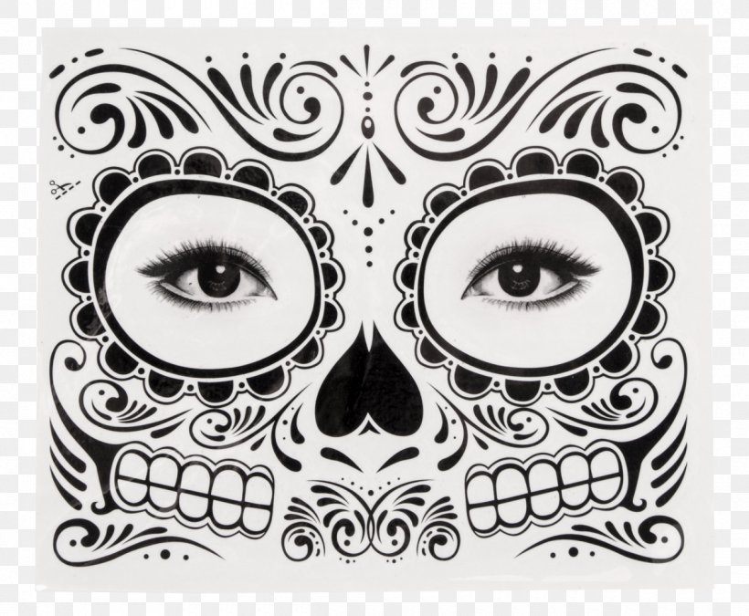 Abziehtattoo Day Of The Dead Calavera Face, PNG, 1200x988px, Tattoo, Abziehtattoo, Black, Black And White, Body Art Download Free