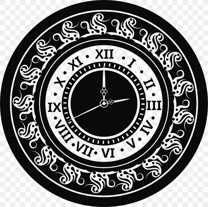 Roman Numerals Clock Face Clip Art, PNG, 2370x2369px, Roman Numerals, Alarm Clocks, Black And White, Clock, Clock Face Download Free