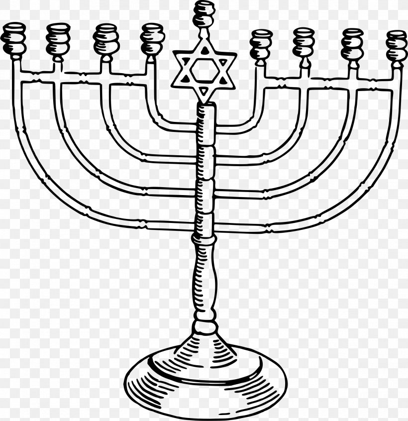 Menorah Hanukkah Judaism Drawing Clip Art, PNG, 2325x2400px, Menorah, Black And White, Candle Holder, Drawing, Dreidel Download Free