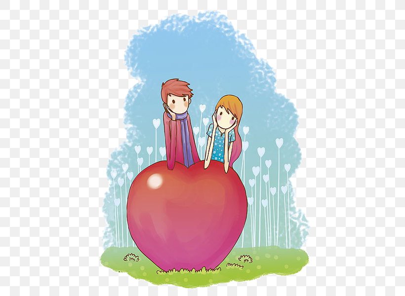 Cartoon Couple Love, PNG, 450x600px, Watercolor, Cartoon, Flower, Frame, Heart Download Free