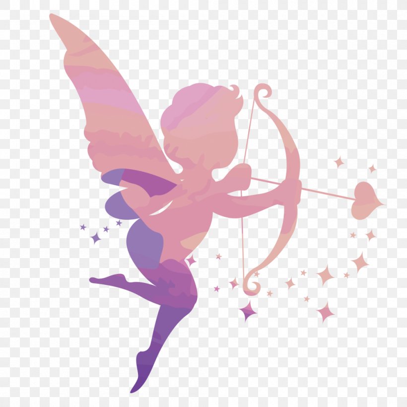 Cupid Silhouette Clip Art, PNG, 1000x1000px, Watercolor, Cartoon, Flower, Frame, Heart Download Free