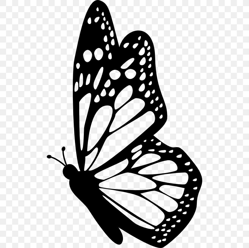 Monarch Butterfly Insect Clip Art, PNG, 512x817px, Butterfly, Animal, Artwork, Black And White, Brush Footed Butterfly Download Free