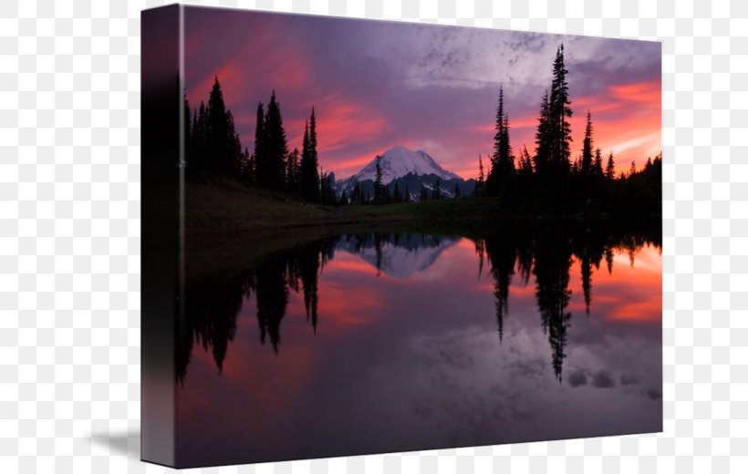 Mount Rainier Sunset Sunrise Photography, PNG, 650x520px, Mount Rainier, Art, Canvas Print, Dawn, Evening Download Free