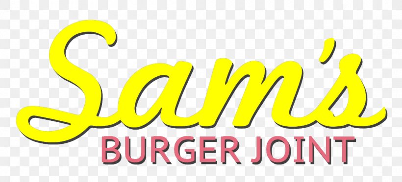 Sam's Burger Joint Logo Hamburger Brand Restaurant, PNG, 1100x500px, Logo, Area, Brand, Chicken Fingers, Food Download Free
