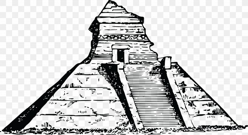 Mesoamerican Pyramids Mexico City Chichen Itza Maya Civilization Egyptian Pyramids, PNG, 4000x2186px, Mesoamerican Pyramids, Area, Artwork, Aztec, Black And White Download Free