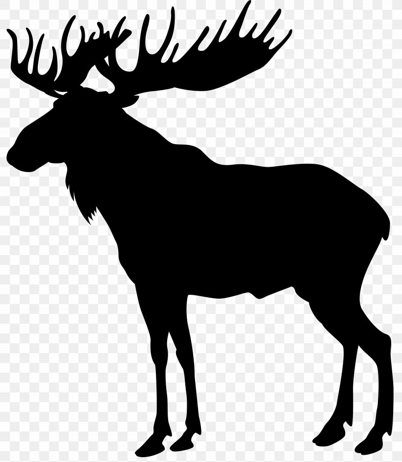 Moose Deer Elk Silhouette Clip Art, PNG, 6960x8000px, Moose, Antler, Black And White, Clip Art, Deer Download Free