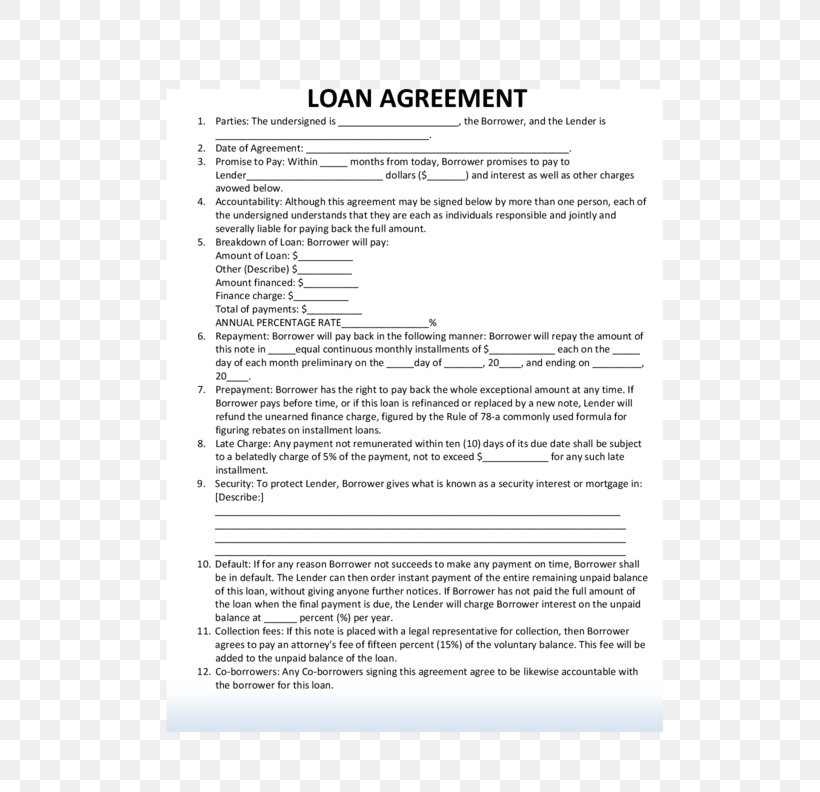 Loan Agreement Contract Mortgage Loan Document, PNG, 612x792px, Loan Agreement, Addendum, Area, Contract, Document Download Free