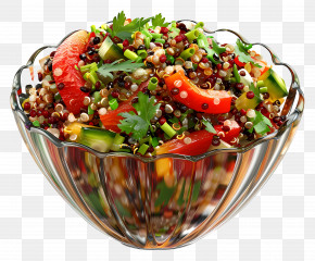 Quinoa Salad - Colorful Quinoa Salad In Glass Bowl PNG