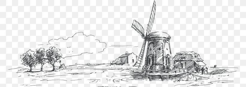 Bakery Windmill La Bou Watermill, PNG, 769x291px, Bakery, Artwork, Black And White, Cereal, Company Download Free