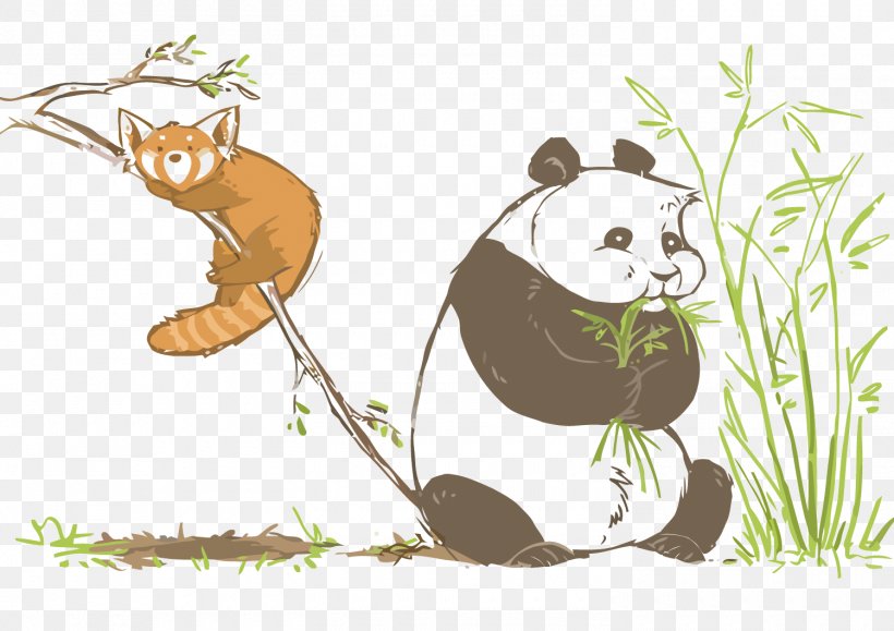 Bear Giant Panda Red Panda Illustration, PNG, 1500x1060px, Bear, Animal, Art, Bamboo, Beaver Download Free
