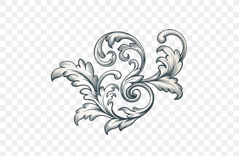 Filigree Scroll Stock Photography, PNG, 500x535px, Filigree, Acanthus, Baroque, Black And White, Body Jewelry Download Free