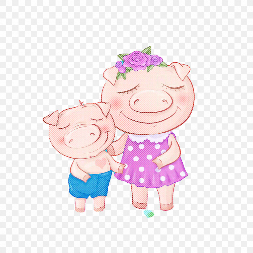 Cartoon Pink Child Suidae Smile, PNG, 1000x1000px, Cartoon, Animation, Child, Gesture, Happy Download Free