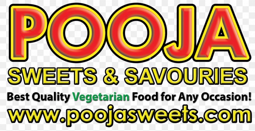 Pooja Sweets & Savouries Brand Logo Dessert Savoury, PNG, 1340x691px, Brand, Area, Banner, Candy, Dessert Download Free