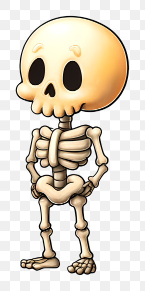Skeleton Emoji - Cartoon Skull Illustration PNG