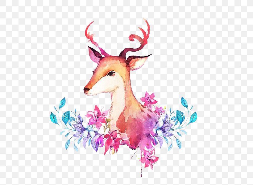 Deer Creative Watercolor Watercolor Painting, PNG, 553x602px, Deer, Antler, Art, Color, Creative Watercolor Download Free
