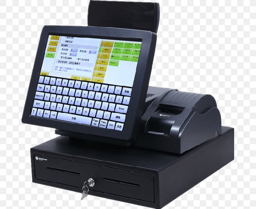 Cash Register Point Of Sale Machine Money Cashier, PNG, 681x668px, Cash Register, Barcode, Barcode Scanners, Cashier, Electronic Device Download Free