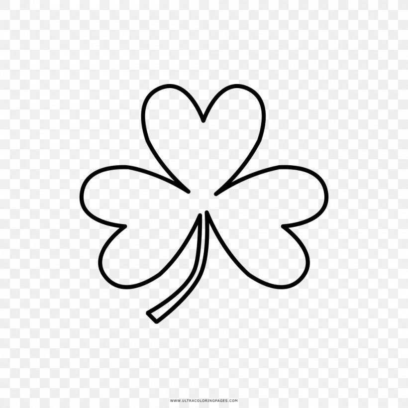 Black And White Drawing Coloring Book Four-leaf Clover Painting, PNG, 1000x1000px, Black And White, Alphabet, Animated Film, Area, Coloring Book Download Free