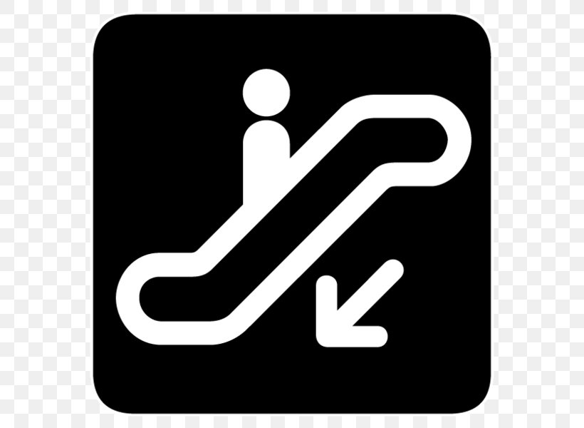 Escalator Clip Art Vector Graphics Sign Symbol, PNG, 598x600px, Escalator, Area, Black And White, Brand, Building Download Free