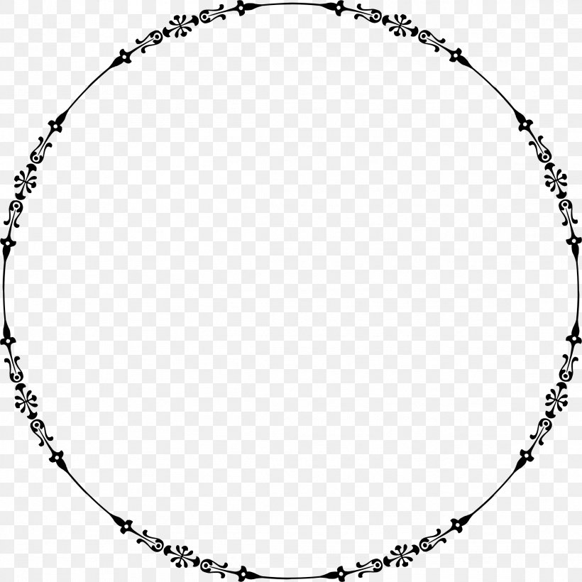 Decorative Borders Moon Lunar Phase Circle Clip Art, PNG, 2324x2324px, Decorative Borders, Area, Black And White, Body Jewelry, Chain Download Free