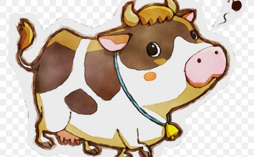 Dairy Cattle Ox Dog Cat-like, PNG, 825x510px, Watercolor, Bovine, Cartoon, Catlike, Cattle Download Free