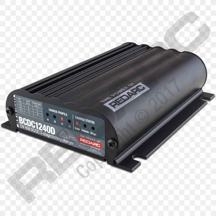 Battery Charger DC-to-DC Converter Redarc Electronics Electric Battery Battery Management System, PNG, 1000x1000px, Battery Charger, Ac Adapter, Ampere, Automotive Battery, Battery Isolator Download Free