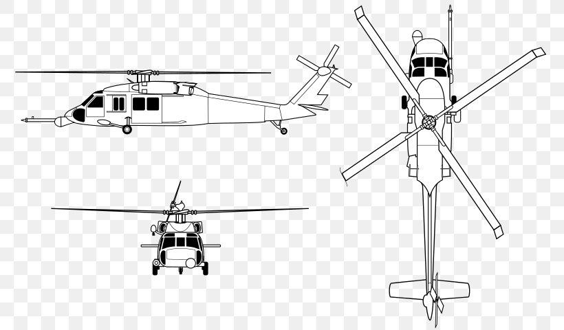 Helicopter Rotor Sikorsky HH-60 Pave Hawk Sikorsky UH-60 Black Hawk Sikorsky SH-60 Seahawk, PNG, 800x480px, Helicopter Rotor, Aerospace Engineering, Aircraft, Black And White, Coaxial Rotors Download Free