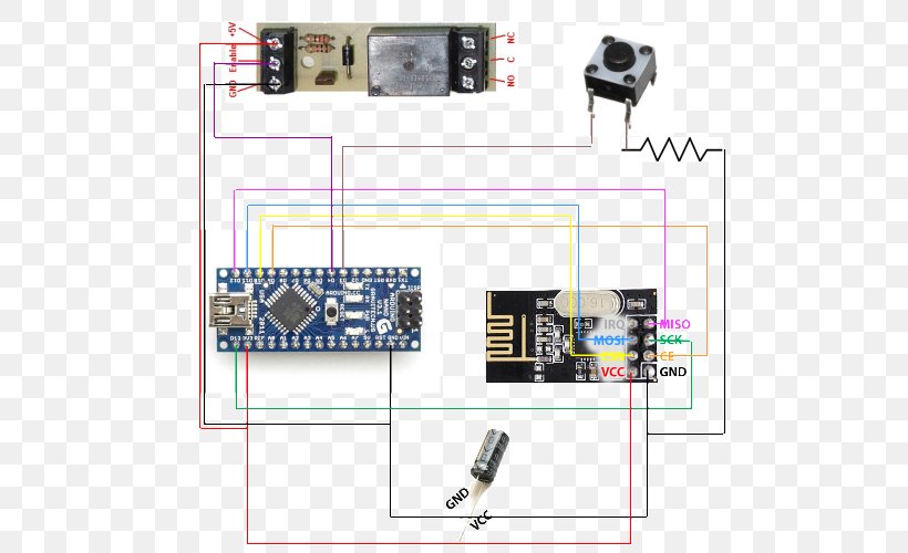Microcontroller Arduino MySensors Relay Wiring, PNG, 500x500px, Microcontroller, Arduino, Capacitor, Circuit Component, Circuit Prototyping Download Free