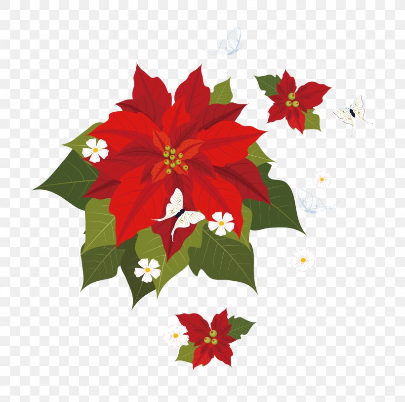 Poinsettia Euclidean Vector Illustration, PNG, 1529x1516px, Poinsettia, Christmas, Christmas Decoration, Christmas Ornament, Floral Design Download Free