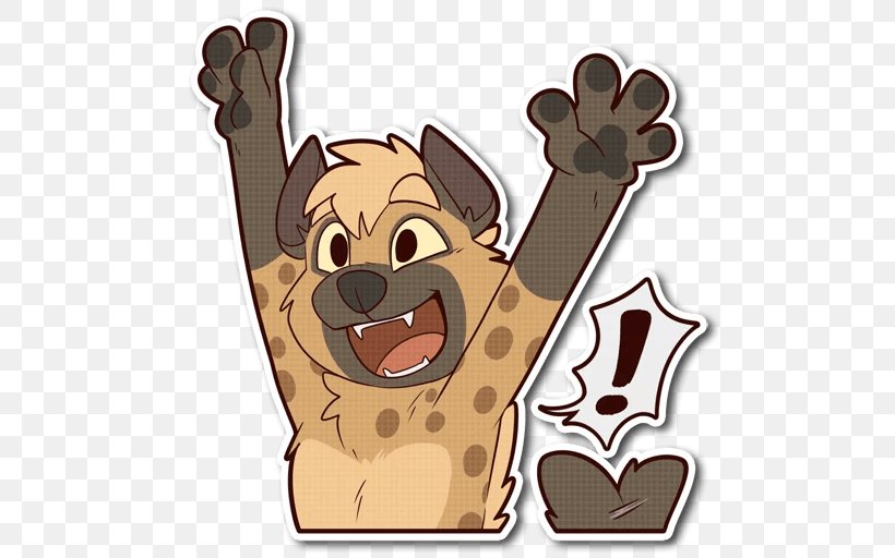 Spotted Hyena Canidae Sticker Telegram, PNG, 512x512px, Hyena, Canidae, Carnivoran, Cartoon, Cat Like Mammal Download Free