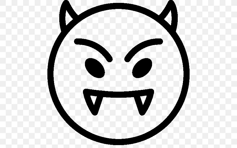 Emoticon Devil Smiley Satan, PNG, 512x512px, Emoticon, Black And White, Demon, Devil, Emoji Download Free