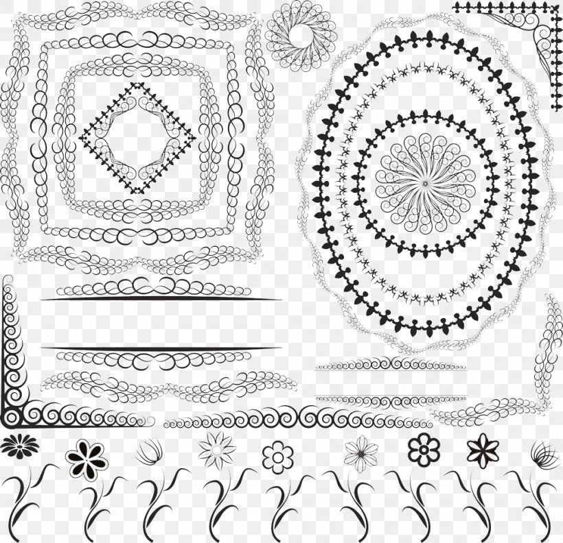 Picture Frame Illustration, PNG, 1000x966px, Picture Frame, Area, Art, Black And White, Decorative Arts Download Free