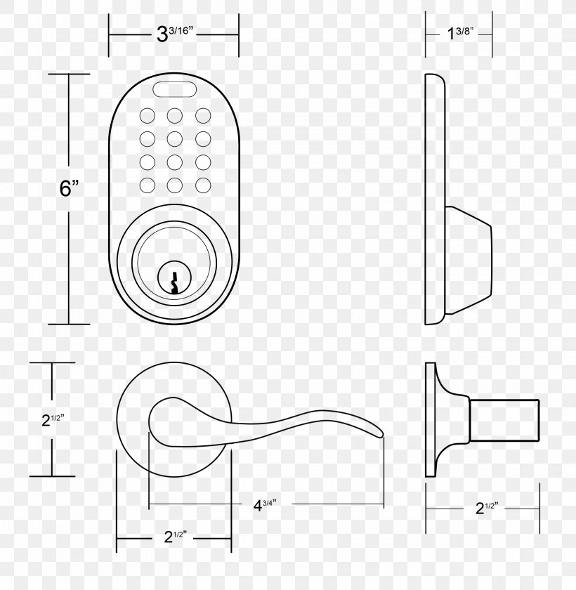 Door Handle Technical Drawing Diagram, PNG, 3155x3232px, Door Handle, Area, Artwork, Black And White, Diagram Download Free