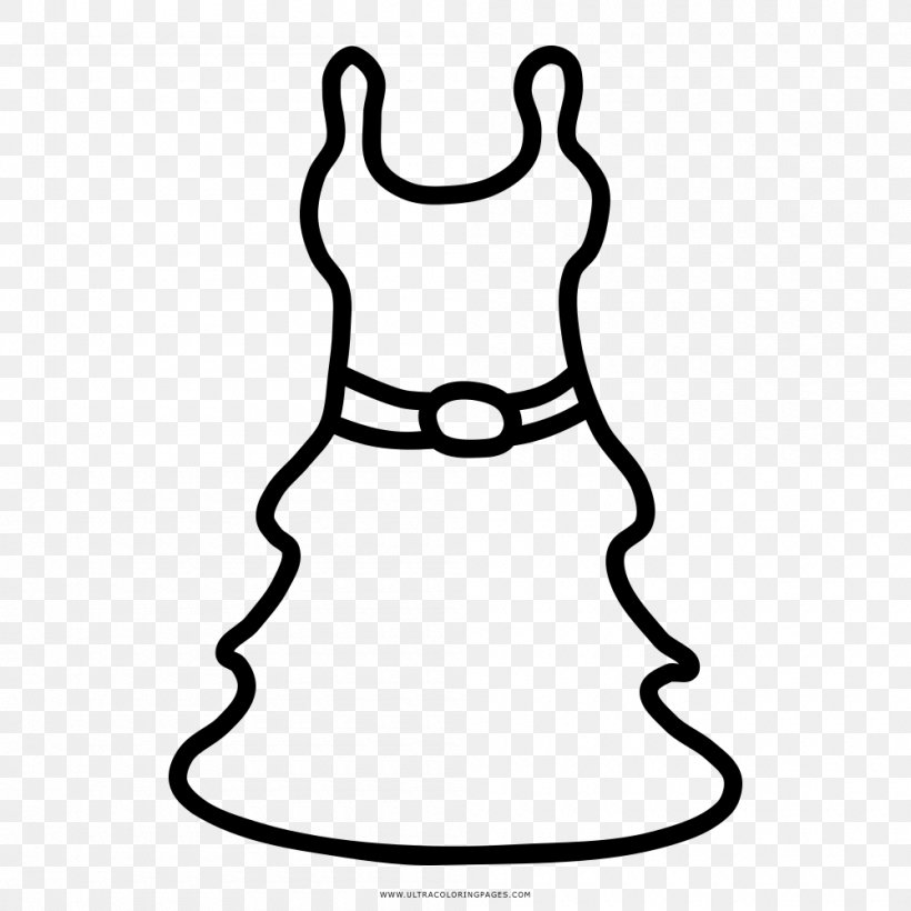 Dress Drawing Coloring Book Gown, PNG, 1000x1000px, Dress, Apron, Area, Black, Black And White Download Free
