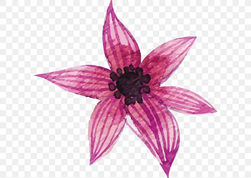 Petal Leaf Euclidean Vector Flower, PNG, 600x582px, Watercolor Painting, Dahlia, Flower, Gratis, Ink Wash Painting Download Free