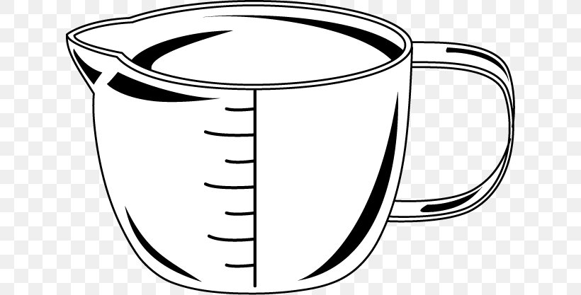 Measuring Cup Measuring Spoon Clip Art, PNG, 634x417px, Measuring Cup, Artwork, Black And White, Coffee Cup, Cup Download Free