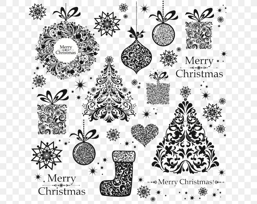 Christmas Tree Christmas Card Pattern, PNG, 650x650px, Christmas Tree, Art, Black And White, Christmas Card, Christmas Decoration Download Free