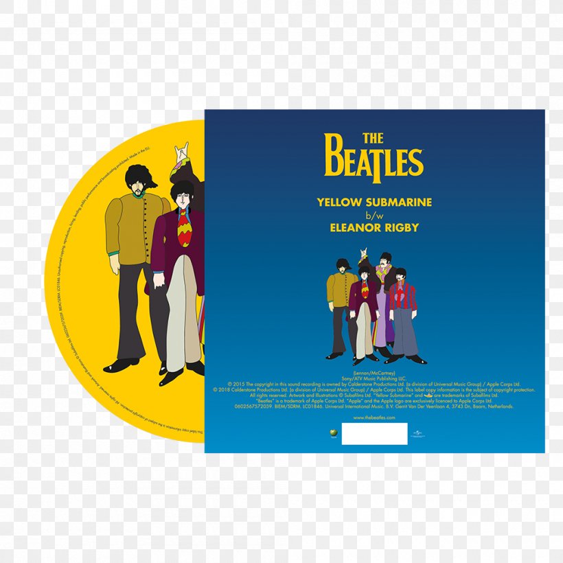The Beatles Picture Disc Yellow Submarine Phonograph Record Eleanor Rigby, PNG, 1000x1000px, Watercolor, Cartoon, Flower, Frame, Heart Download Free
