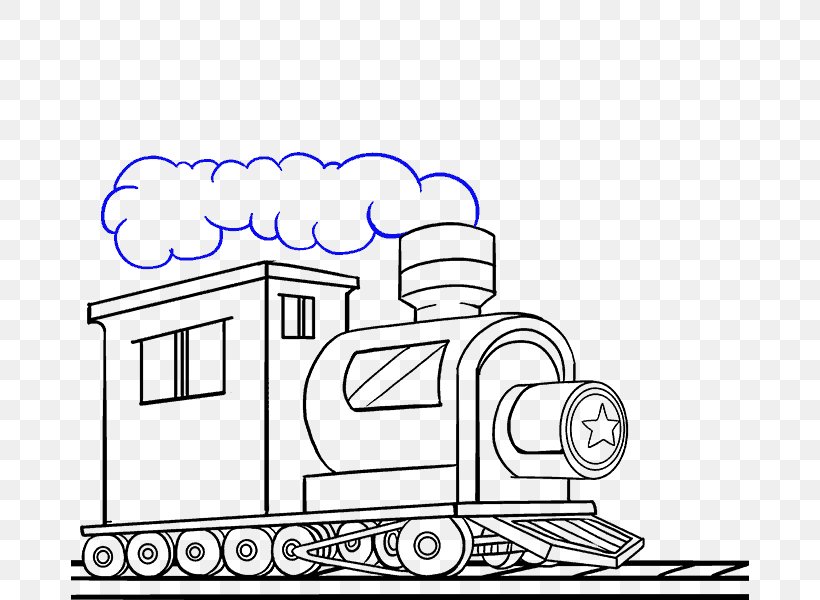 Train Rail Transport Drawing Steam Locomotive, PNG, 678x600px, Train, Area, Art, Artwork, Black And White Download Free