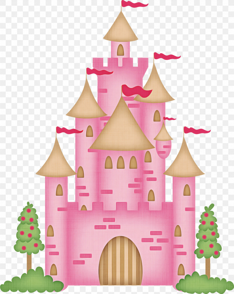 Christmas Decoration, PNG, 2096x2626px, Pink, Building, Castle, Christmas Decoration, Christmas Tree Download Free