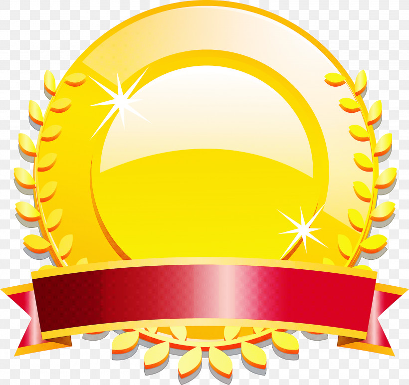 Gold Badge Ribbon Badge Blank Badge, PNG, 3000x2825px, Gold Badge, Blank Badge, Ribbon Badge, Symbol, Yellow Download Free