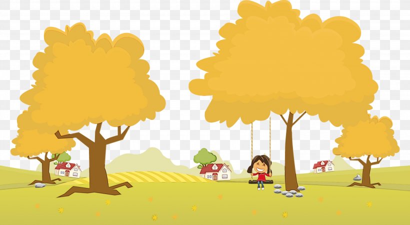 Happy Autumn, PNG, 3000x1648px, Watercolor, Art, Autumn, Cartoon, Drawing Download Free