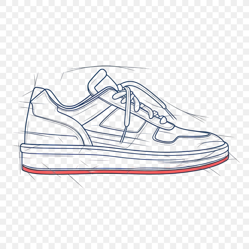Sketch Sneakers - Minimalistic Sneaker Outline Sketch Illustration PNG