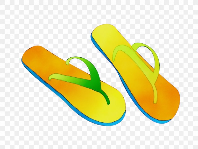 Footwear Yellow Flip-flops Green Shoe, PNG, 900x675px, Watercolor, Flipflops, Footwear, Green, Paint Download Free