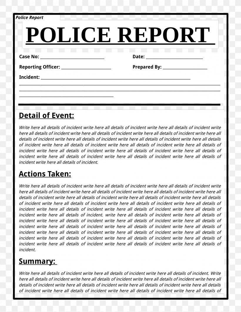 Template Police Document Report Form, PNG, 2550x3300px, Template, Area, Black And White, Crime, Criminal Justice Download Free